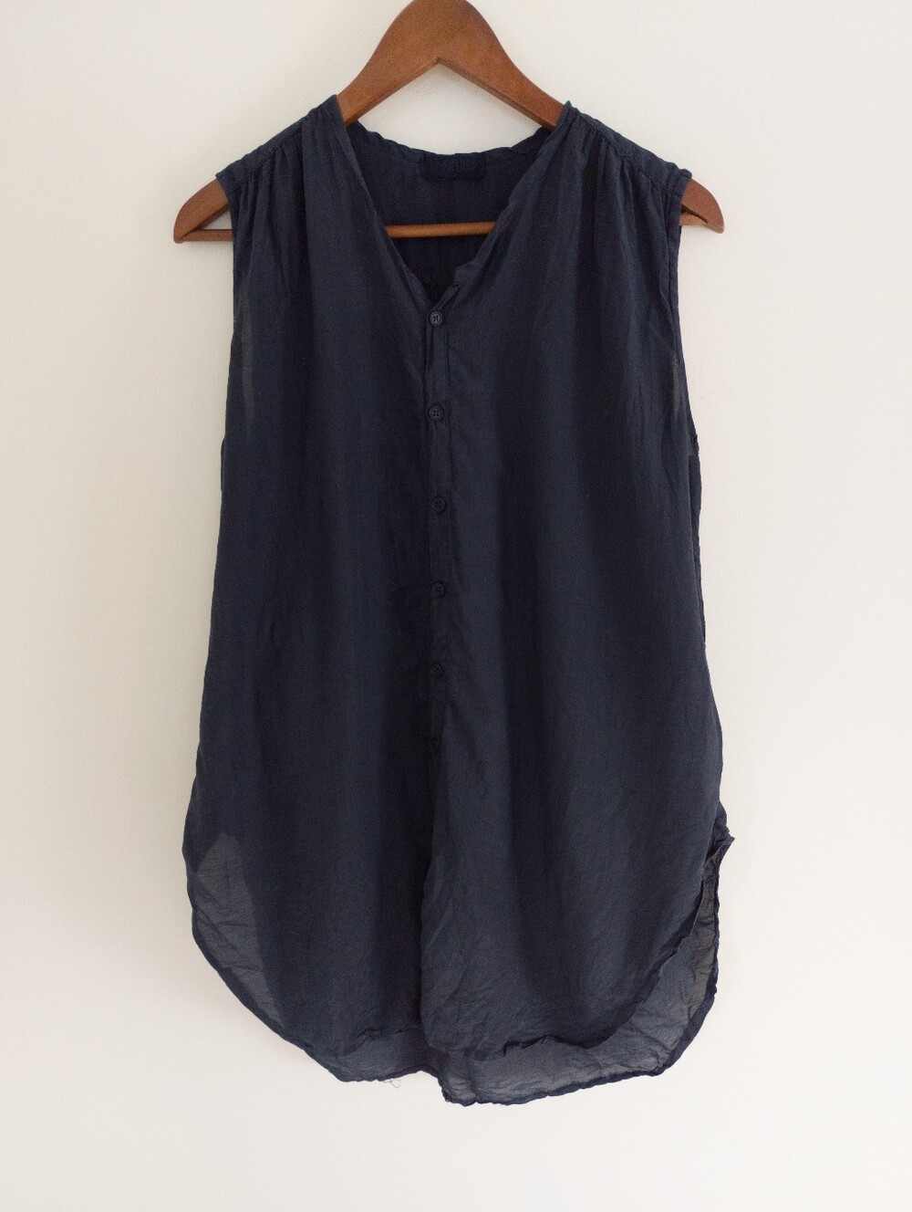 CP Shades Cotton Silk Button V Neck Tank Top Size Small